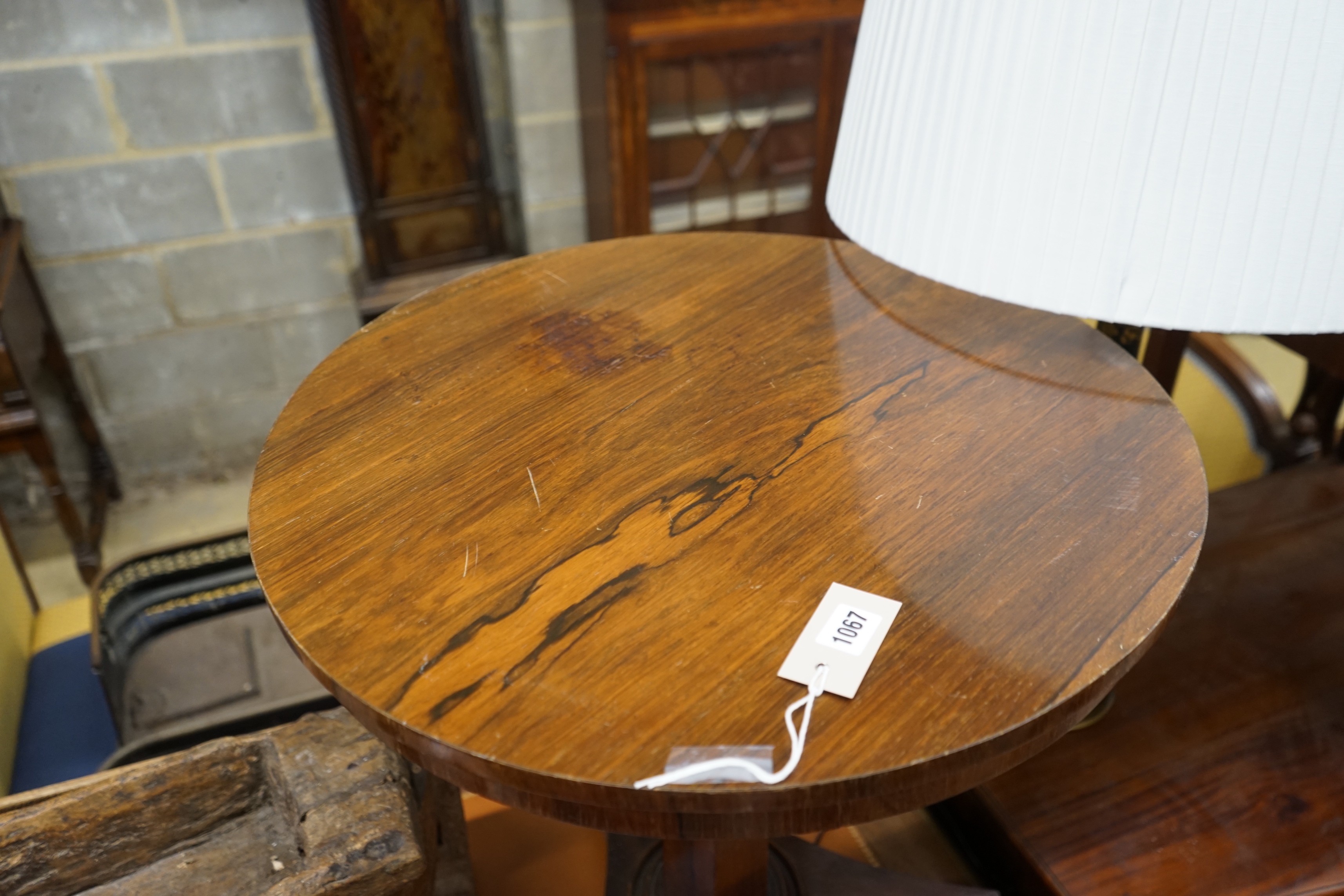 A Victorian circular rosewood occasional table, diameter 55cm, height 60cm